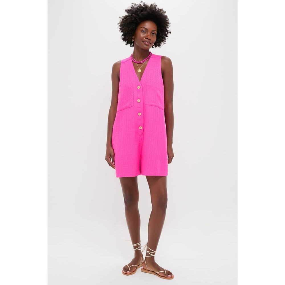TUCKERNUCK Hot Pink Textured Myla Romper Size XL NWT Retail $128 Tuckernuck